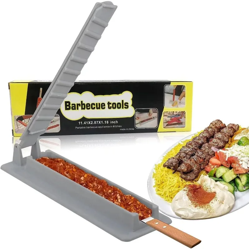 

1pc Single Row Kebab Maker BBQ Skewer Mold Reusable Plastic Meat Threader Tool for Camping Picnic Party BBQ Tools Kabob Maker