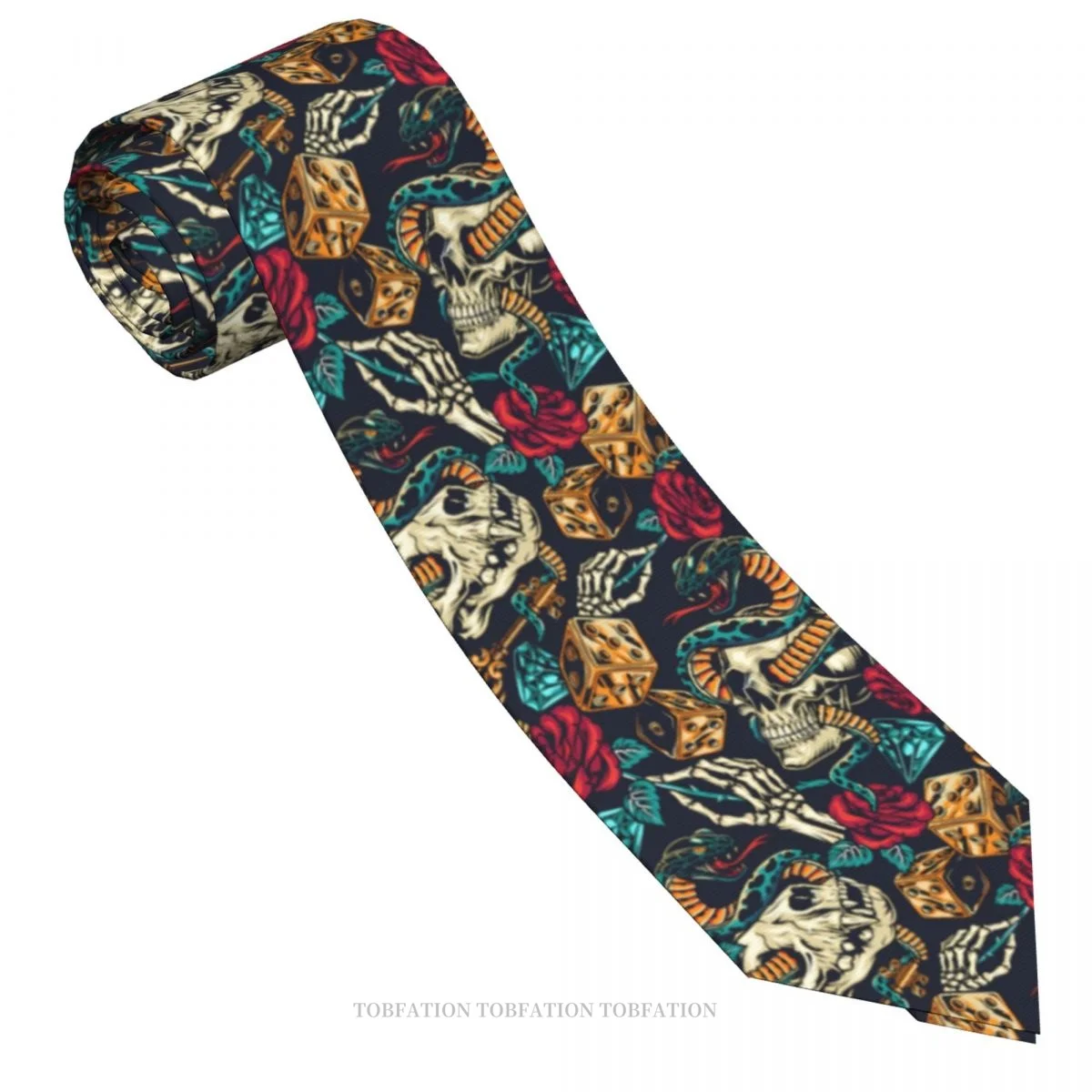 Skull Skeleton Vintage Tattoos Colorful Men Ties 3D Printed Hip-Hop Street Business Wedding Party Shirt Accessories