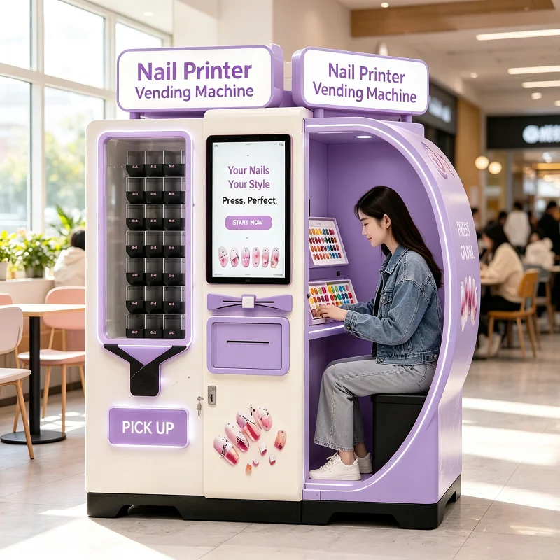 All-in-One Nail Printer Vending Machine, Self-Service Automatic Design Unit with Card Reader, for Mall or Salon