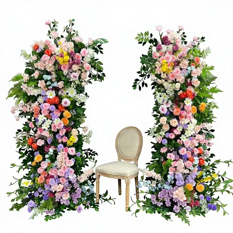 Sunwedding Hot Sale Artificial Flower Wedding Arch with Metal Frame Silk Flowers for Wedding Party Event Decoration