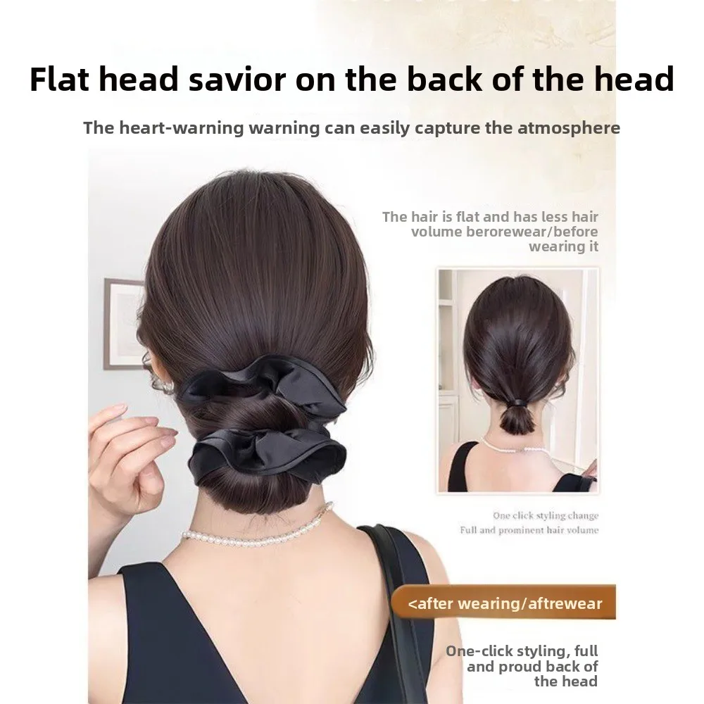 جديد الاصطناعية كعكة الشعر مخلب كليب أسود رقيق كعكة رئيس شعر مستعار مع الشعر التعادل شعر مستعار مشبك شعر إكسسوارات الشعر #5