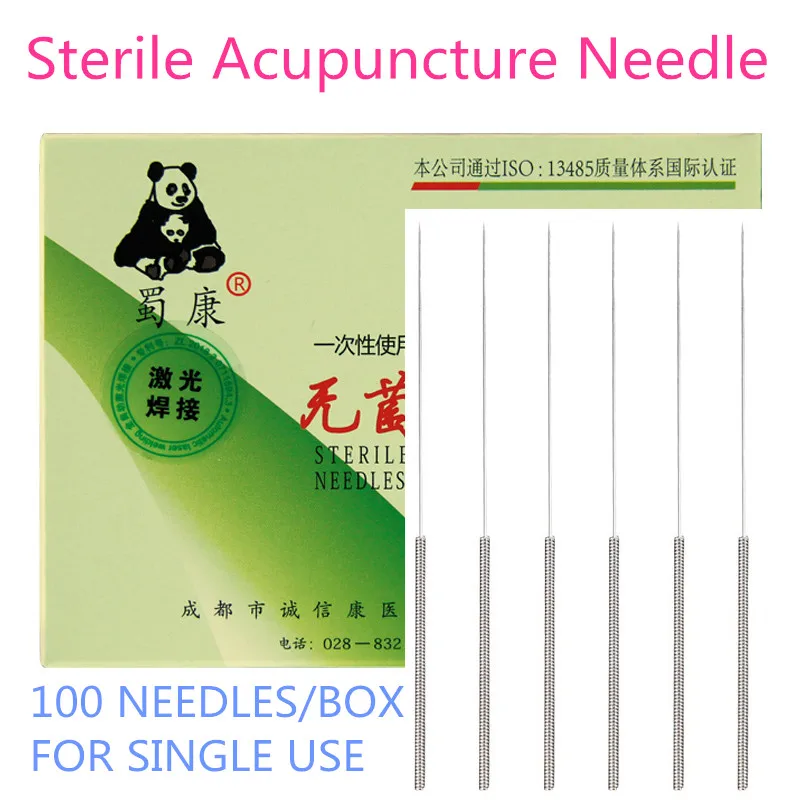 

100 Disposable Aseptic Acupuncture Needles TCM Filiform Acupuncture needle Steel Flat Handle For Single Use Quality Than HuaTuo