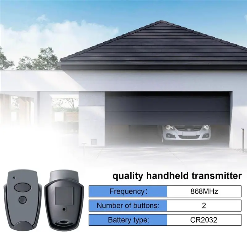 ABZZ-For Marantec Compatible 868Mhz Garage Door Opener Remote Control, 2-Channel Handheld Transmitter For Digital Models 302 384
