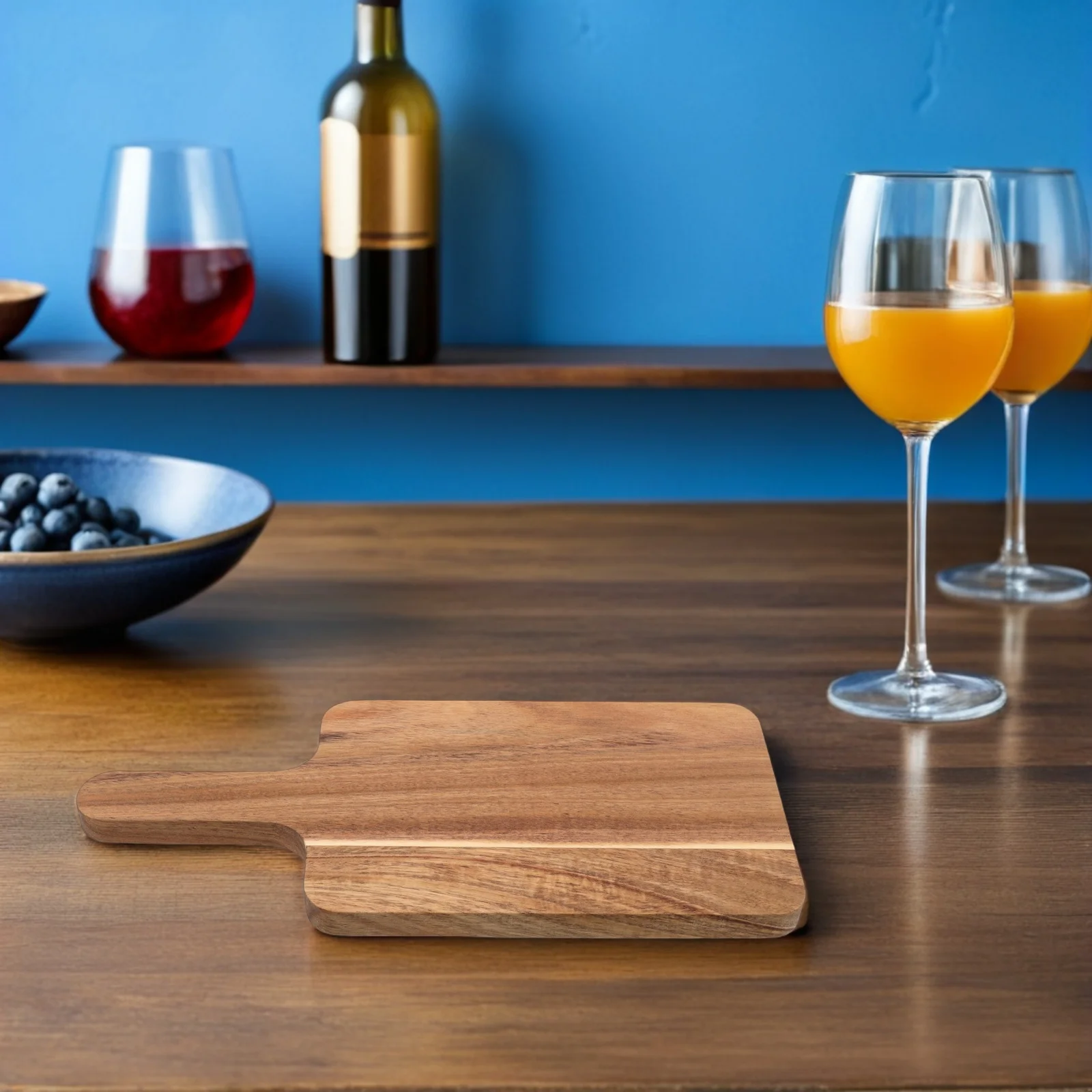 

1pcs Wood Cutting Board With Handle Small Natural Charcuterie Paddle Dual-Sided Serving Board For Fruits Cheese Bread Kitchen