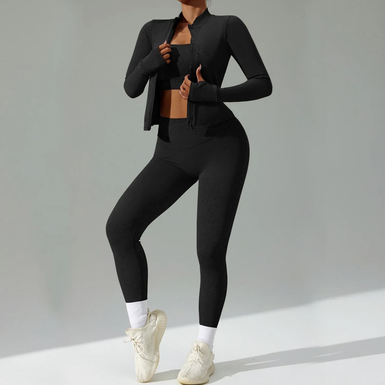 New Yoga Suit Set Women Running Sportswear Three Piece Set Outdoor Fitness Workout Clothes for Women
