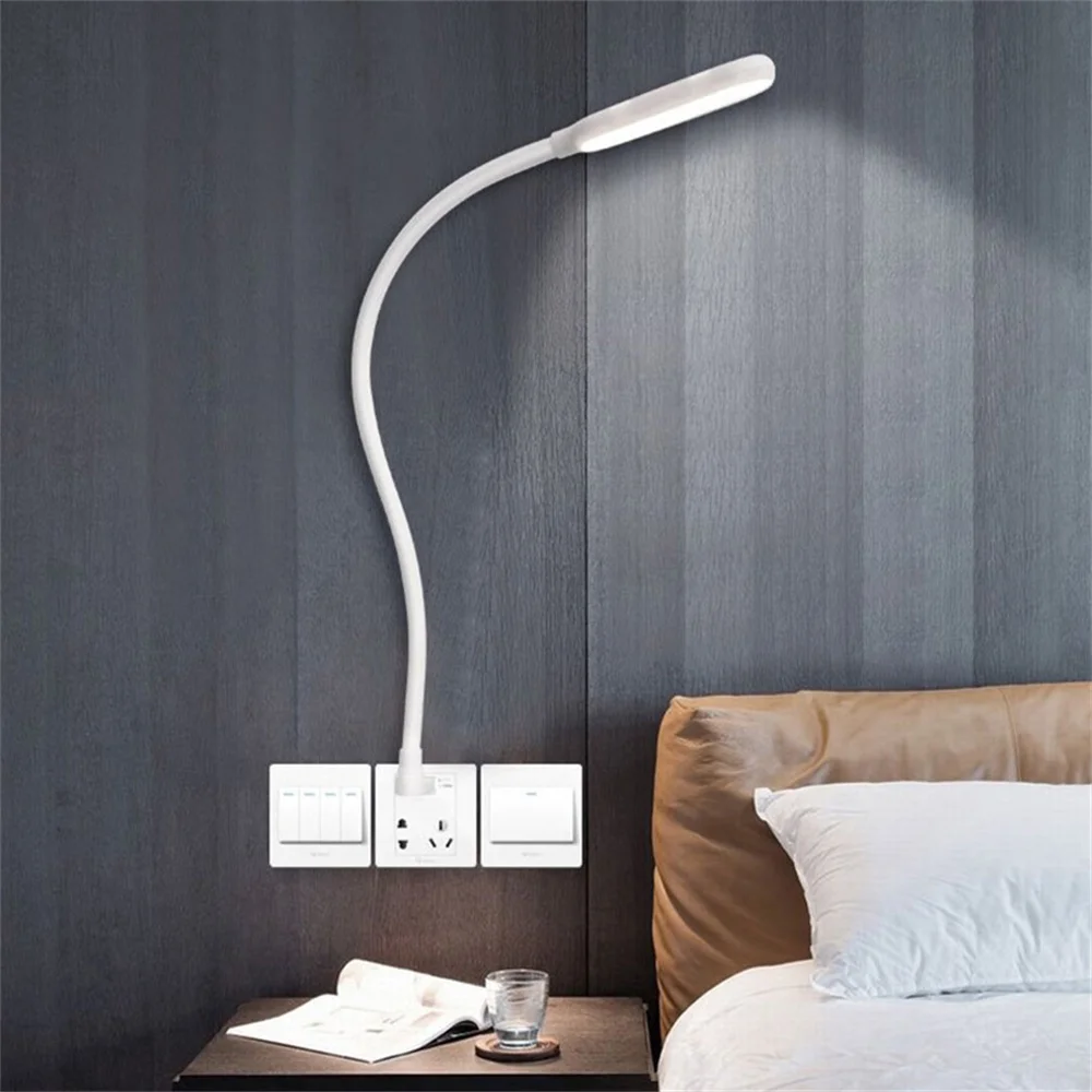 Neues Design, USB-Nachtlampe, 3-flammige, dimmbare, flexible Hals-Leselampe, gebogene Füße für Laptop, Notebook, Nachttisch