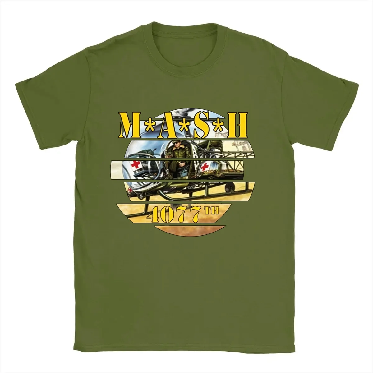 Men Mash 4077 TV Show T Shirt Pure Cotton Clothes Vintage Short Sleeve Round Collar Tee Shirt Graphic T-Shirt