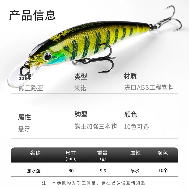 M80 BEARKING-Professional Quality Fishing Lures, Hard Bait, Slim, Wobblers, Minnow, Artificial Tackle, Pro 80mm, 9.9g view 2