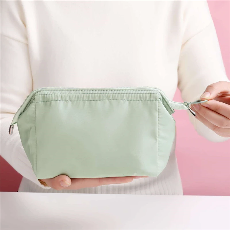 Bolsa de cosméticos feminina com zíper cor sólida bolsa de maquiagem feminina viagem de higiene pessoal beleza maquiagem sacos organizador bolsas de maquillaje