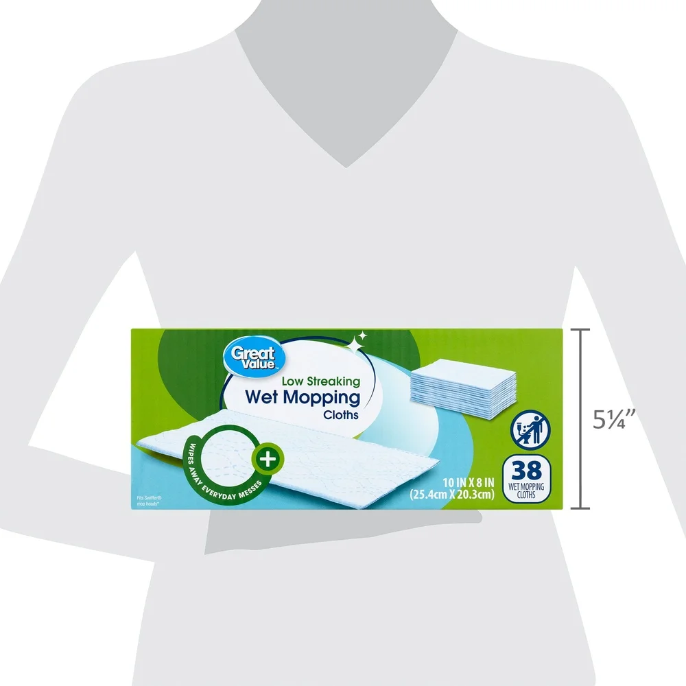 Low Streaking Wet Mopping Cloths 38 Count Compatible with Swiffer Quick Cleaning Solution Hardwood Tile Vinyl Laminate Surfaces