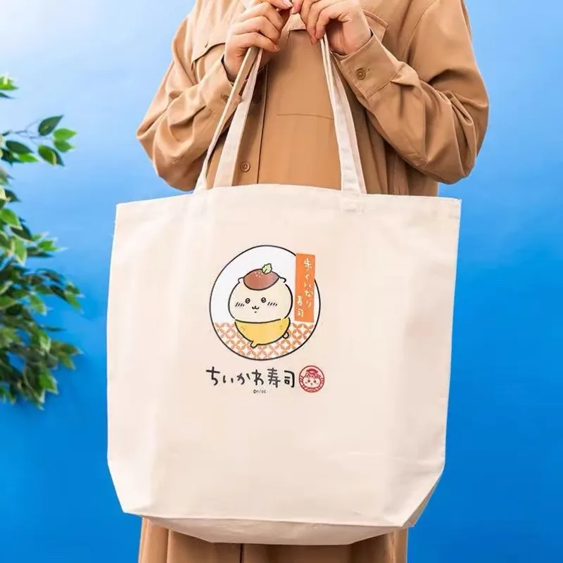 New Chikawa Sushi Series Shoulder Bag Anime Kawaii Hachiware Usagi Large Capacity Cartoon Cute Canvas Student Commuting Tote Bag