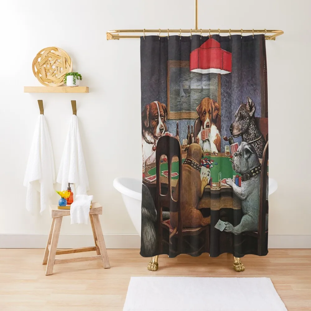

Dogs Playing Poker: A Friend In Need (High Resolution), C.M. Coolidge Shower Curtain Waterproof Fabric Bathroom Curtain