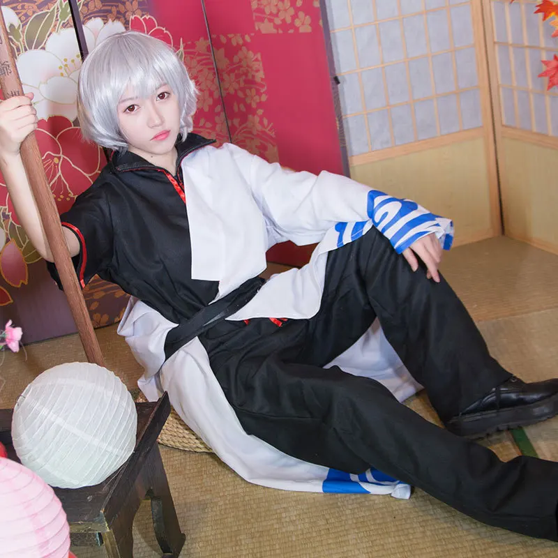 Sakata Gintoki Cosplay fantasia para homens, Anime Uniforme, Halloween, Masculino, Masculino