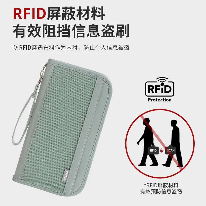 Western RDIF Blocking Passport Holder Men Travel Document Bag Large Capacity Purse for Women