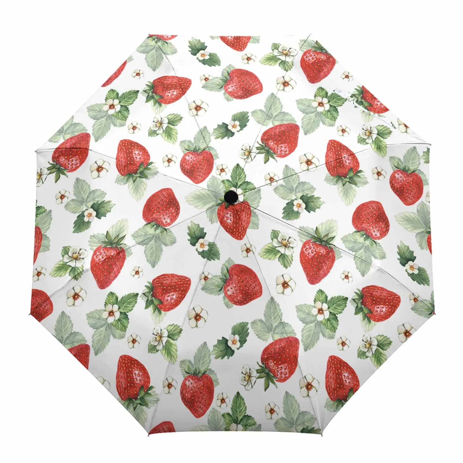 Summer Fruit Strawberry Flower Automatic Umbrella Travel Folding Umbrella Portable Parasol Windproof Umbrellas