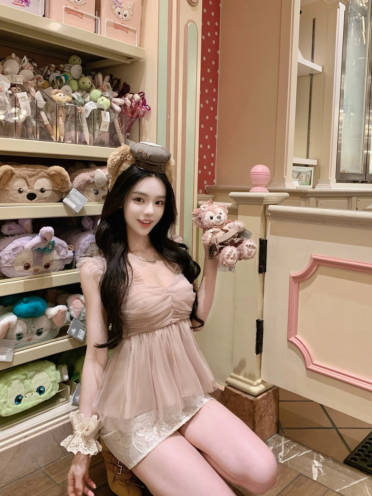 

Spicy Hotdog Original Pink Princ Set with Ruffle Trimmed Strap Top And Snowflake Skirt Pants Summer Faion Women's Ensemble