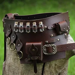 Medieval Witch Alchemist Leather Utility Belt Bag Healer Cosplay Costume Magic Potion Bottle Vial Pouch Steampunk Accessory Larp