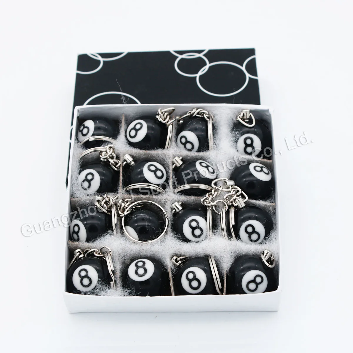16pcs/Box Billiards Pool Ball Keychain Gift 25mm Ball Key Ring Professional Billiard Accessories for Decoration