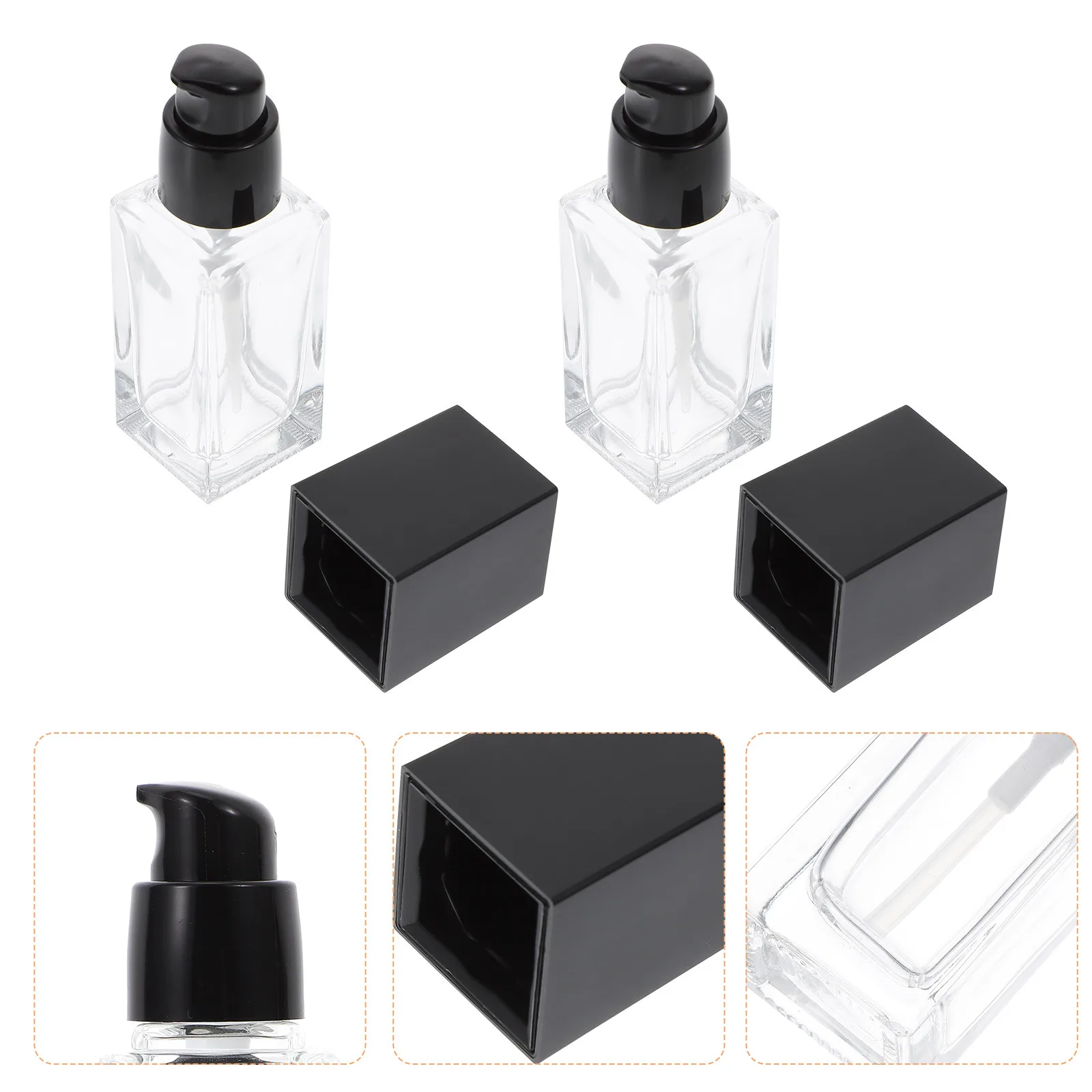 

3Pcs 30Ml Liquid Foundation Bottle Glass Square Empty Subpackaging Container Refillable Emulsion Pump Bottle for Shampoo Body