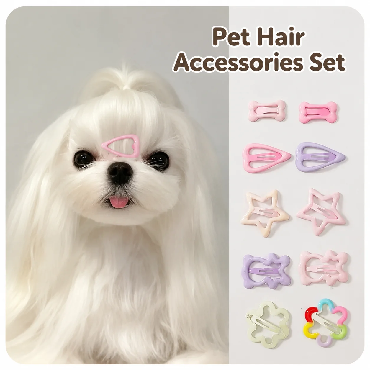 Fashion Dog Hairpins Non Slip Bang Clips Practical Grooming Accessories Exclusively for Maltese Yorkie Small Dogs