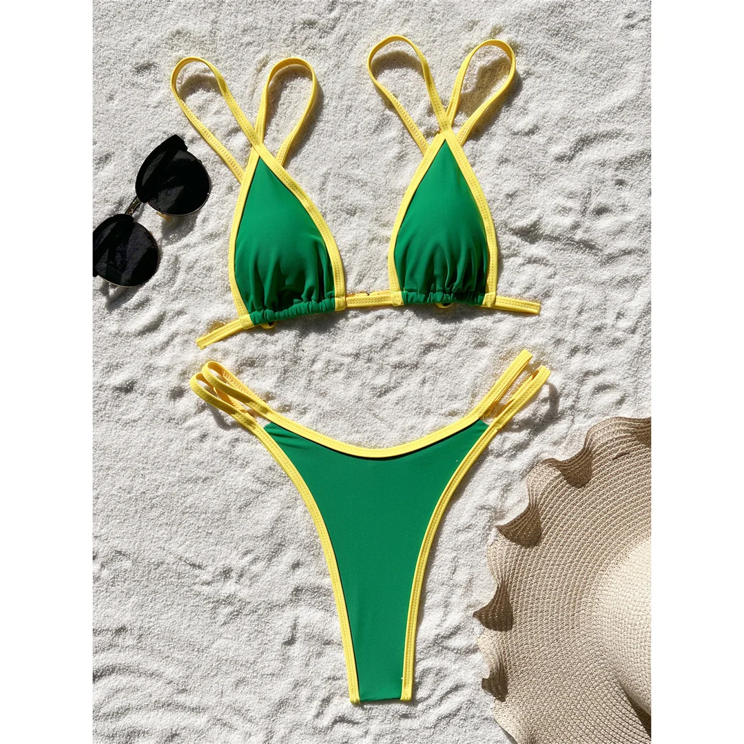 S - XL, zweiteiliger Bikini mit hohem Beinausschnitt, Damen-Badeanzug, gepolsterter Badeanzug, Badebekleidung, Modell V7313. – Detail 15