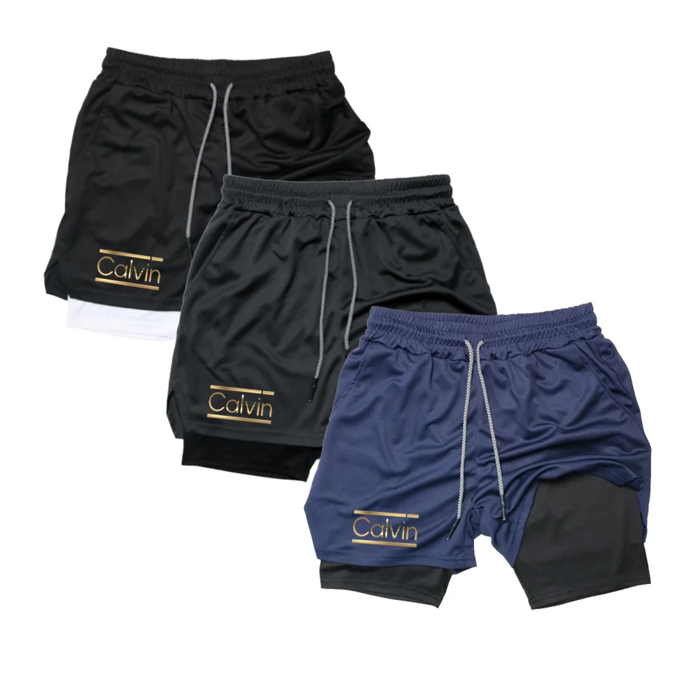 

2026 Men's 2 in 1 Double Layer Shorts Sports Fitness Casual Gym Workout Tight Shorts Jogger Mesh Quick Drying Sportswear Summer