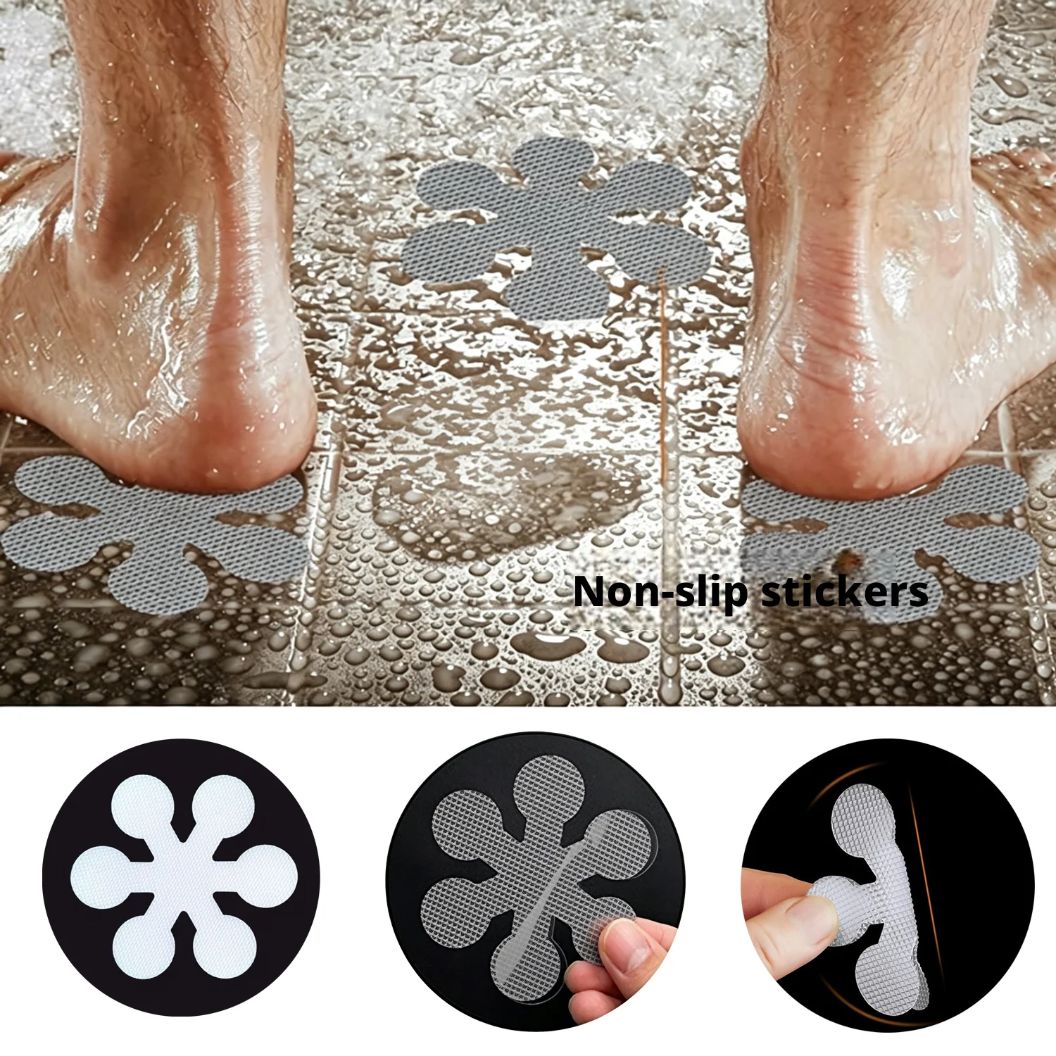 24 pieces of snowflake-shaped diamond pattern bathroom anti-slip stickers 8CMx8CM self-adhesive waterproof bathtub anti-slip stickers for stairs, kitchen, shower room, pool, and tile safety anti-slip stickers