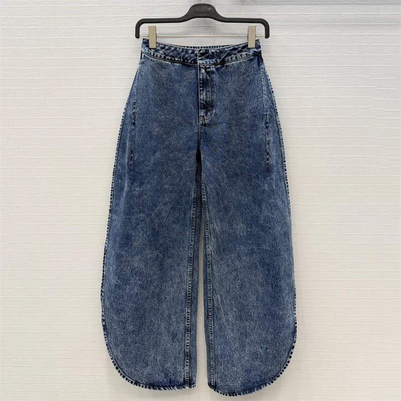 

Women's jeans Spring 2026 new low waist slim fit wide leg pants pure cotton Lower slit petal jeans Retro straight leg pants y2k