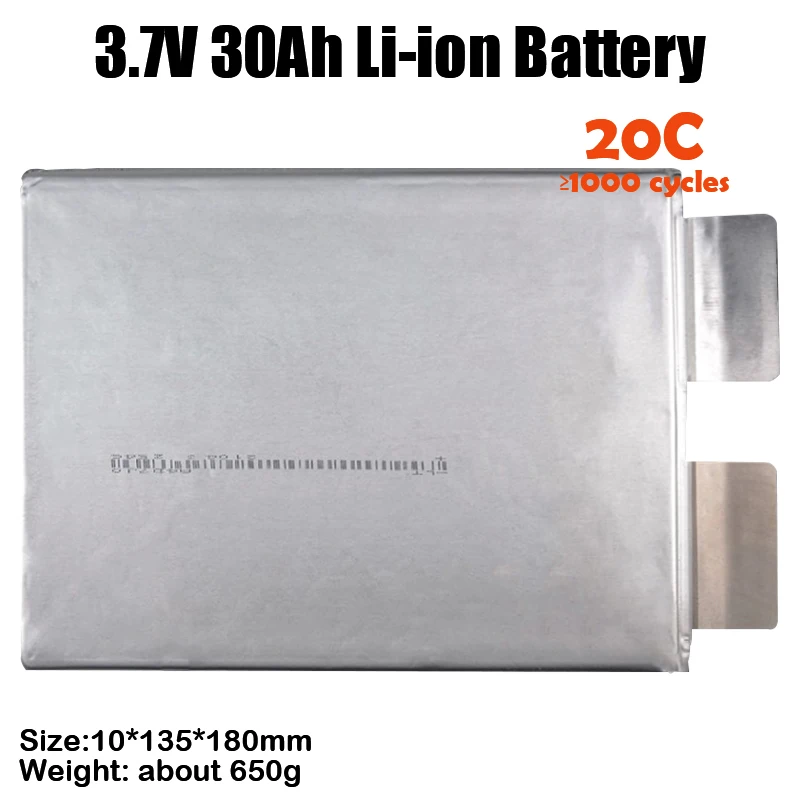 Polymer 3.7V 30Ah 20C Max Discharge Lithium Ion Battery for DIY 12V 24V 48V 96V 90Ah 300Ah RV Electric Vehicles Battery Pack