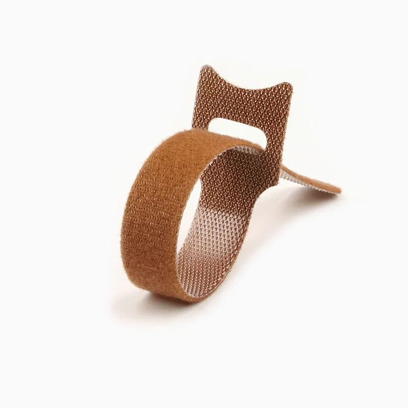 Brown Releasable Cable Ties Plastics Nylon Hook Loop Wrap Zip Bundle Fastener Straps Detachable Reusable T-type Wire Organizer 4