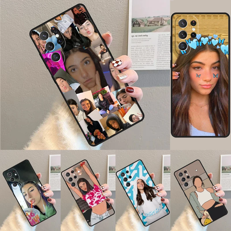 Cover For Samsung Galaxy S24 Ultra S21 S22 S8 S9 S10E Note 10 20 Plus FE S23 charlie damelio Phone case Coque