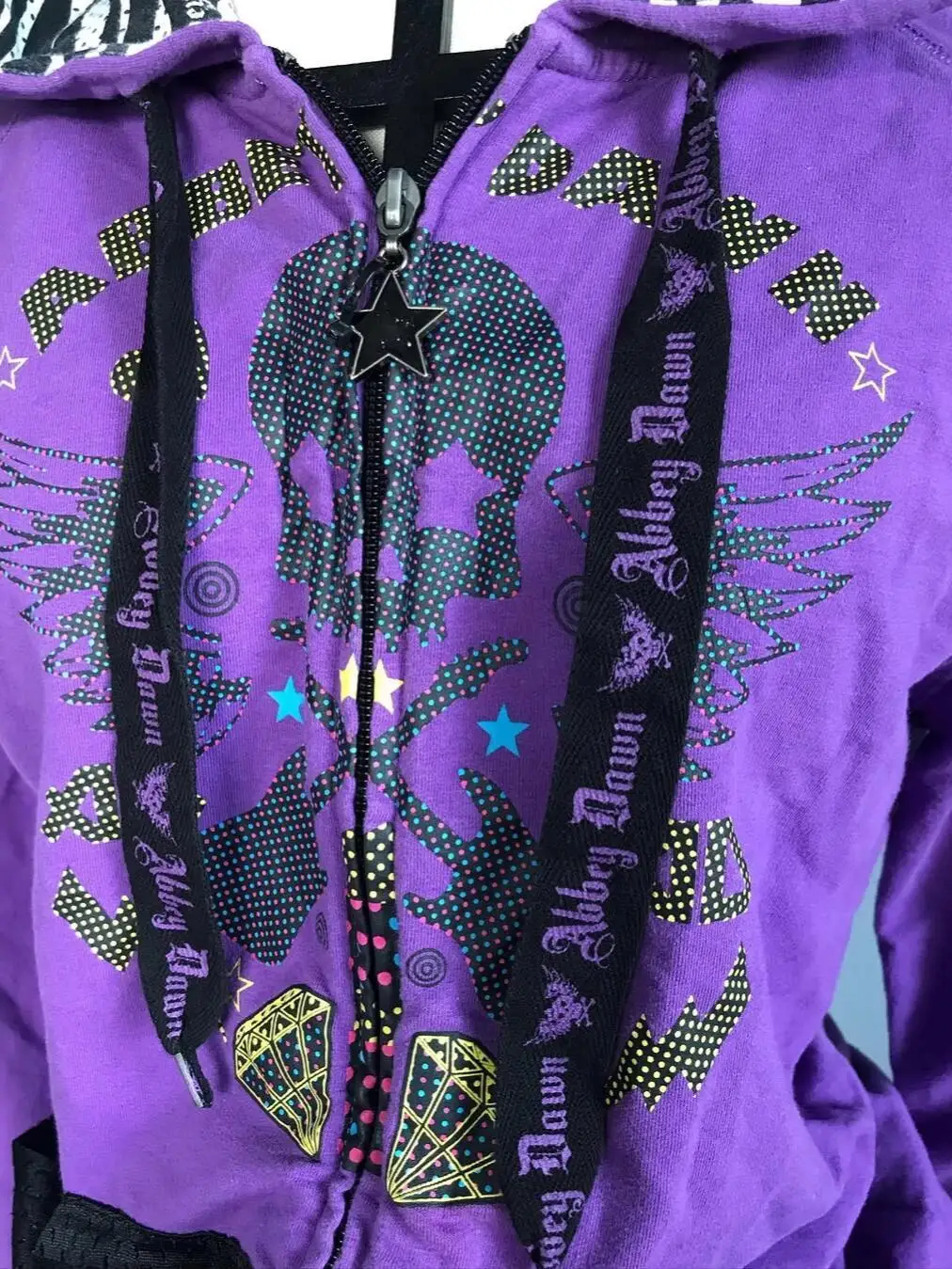 Onalippa 2025 جديد اليابانية Y2K الألفية الساخن فتاة نمط الجمجمة طباعة هوديي الأرجواني الربط زيبرا نمط سستة المرأة