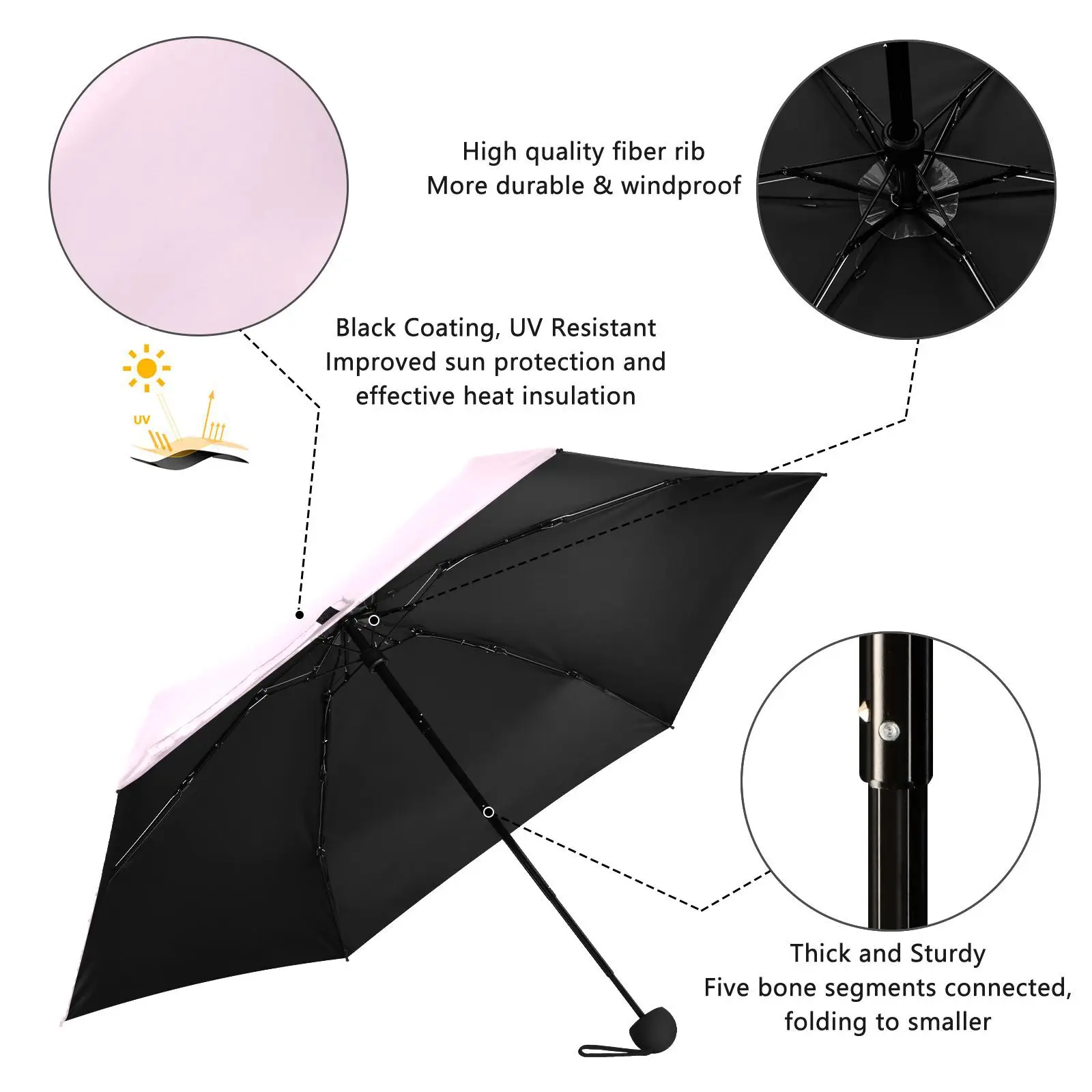 Lightweight Pocket Mini Umbrella Personalized Custom Women Anti-UV Sun Protection Five Folding Umbrella Compact Portable Parasol