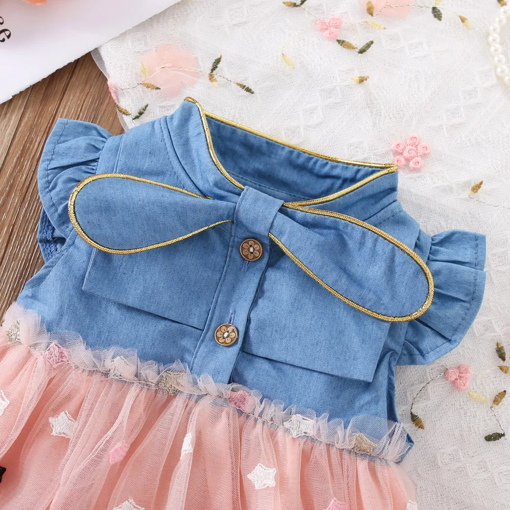 Baby Girl Baby Dress Summer Colorful Star Mesh Dress Sweet Tie Girl Baby Dress (0-3 Years Old)