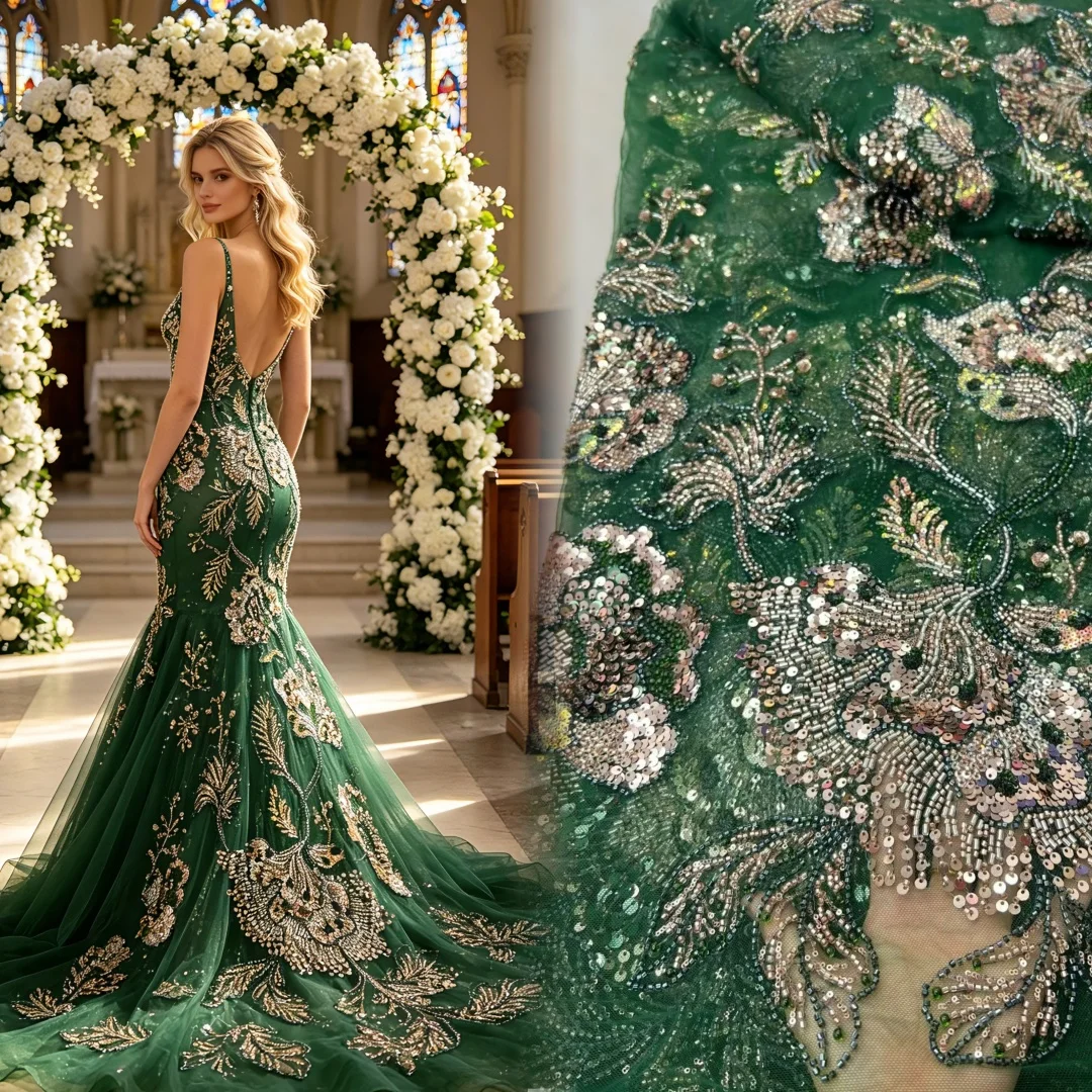 

Luxury African Beaded 2026 High Quality Nigerian Sequins With Pearl Lace French Tulle Lace Fabric For Party Dress Sewing