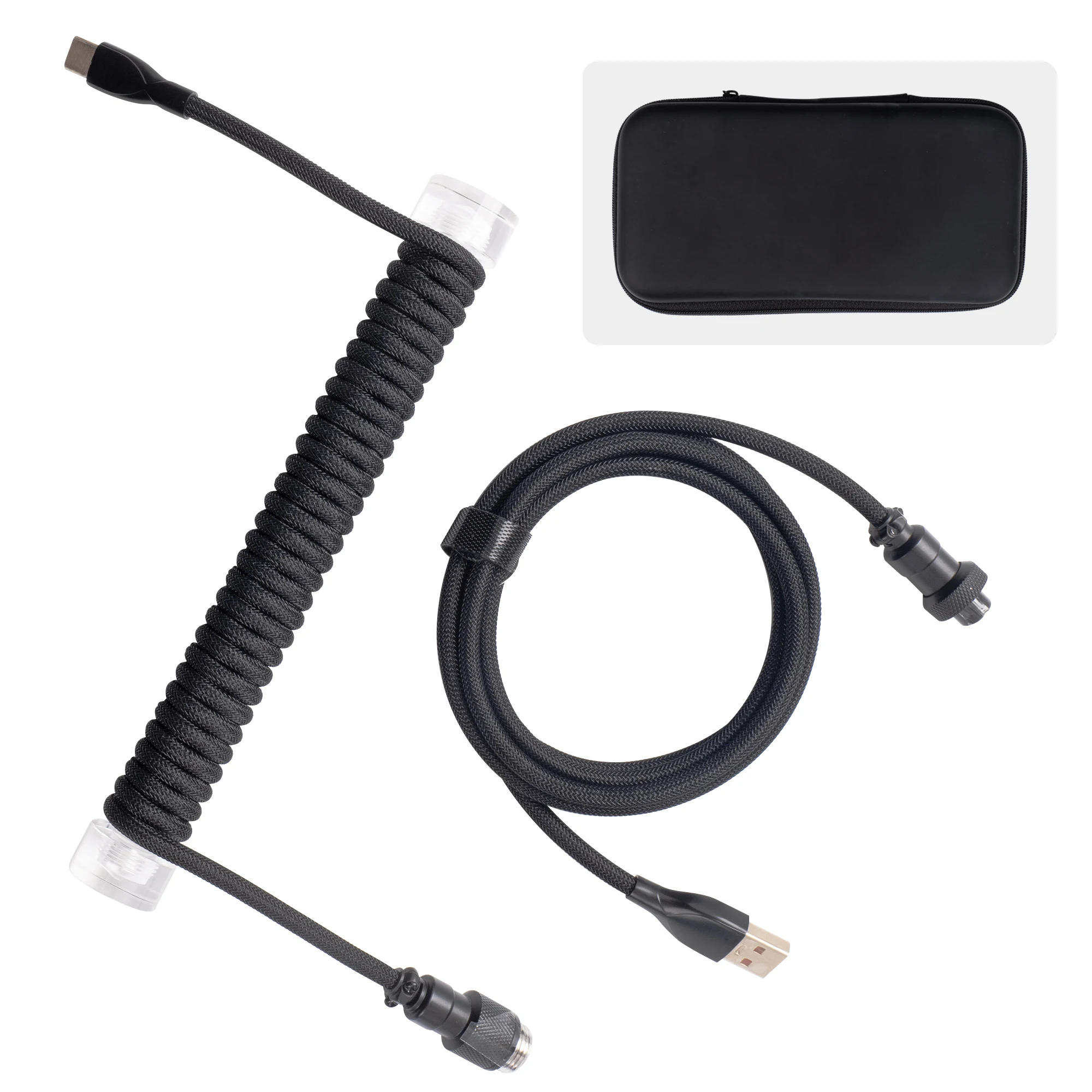 

Спиральный клавиатурный кабель USB C для игровой клавиатуры, провод с двумя рукавами и съемным акриловым разъемом для зарядки