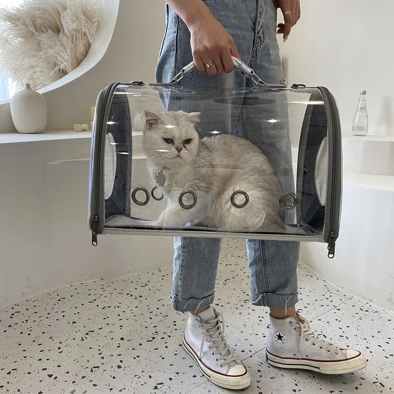 Cat Carrier Cat Bag Transparent Going Out Portable Bag Car Cat Breathable Space Capsule Pet Backpack Portable Messenger Cat Dog