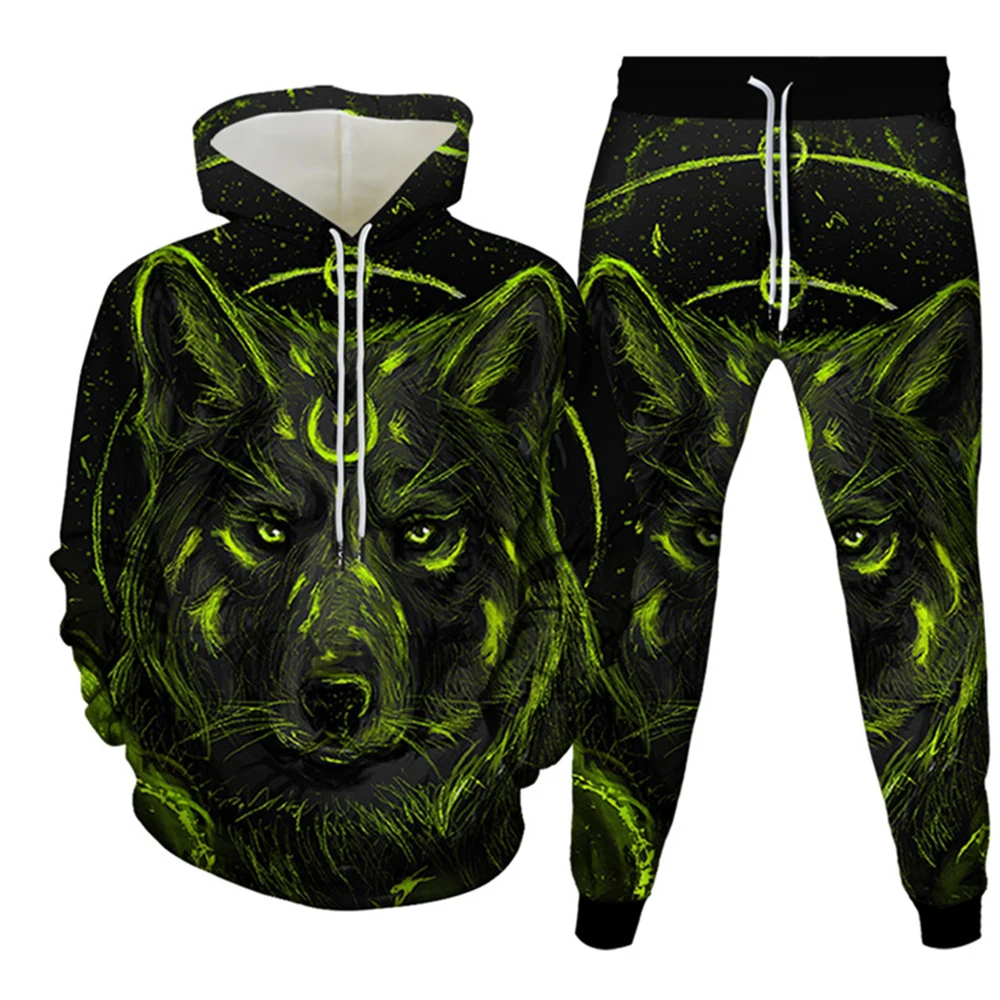 Animal 3d Print Men\'s Tracksuit Sets Casual Hoodie and Pants 2pcs Sets Oversized Sweatshirt Fashion Pullover Men Clothing