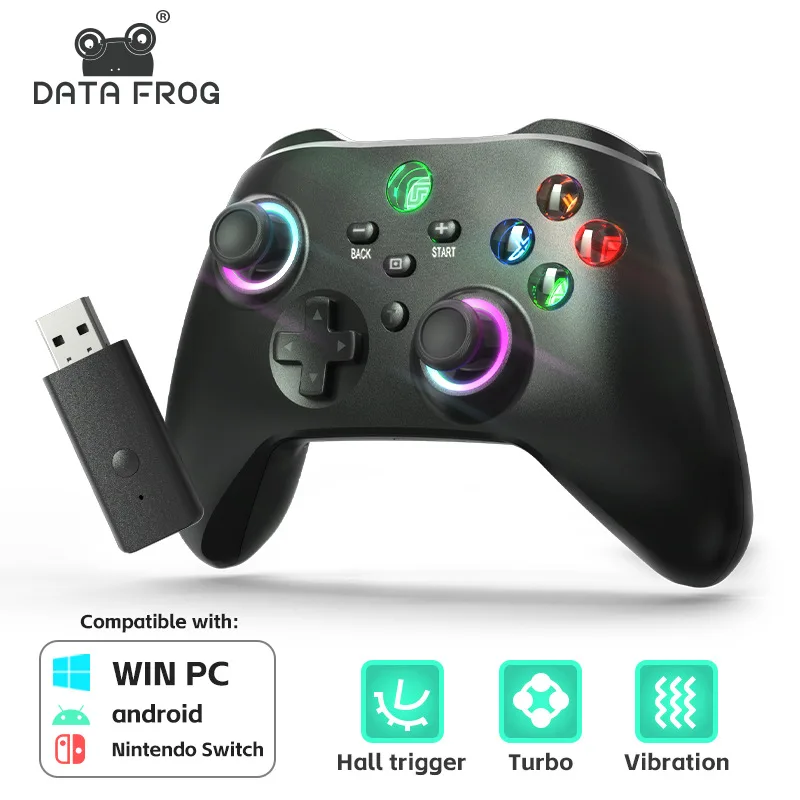 Data Frog Pc Gaming Controller Wireless/ Wired Controller For Pc Ninendo Switch Android Phoneswith Hall Trigger Turbo Control Pc