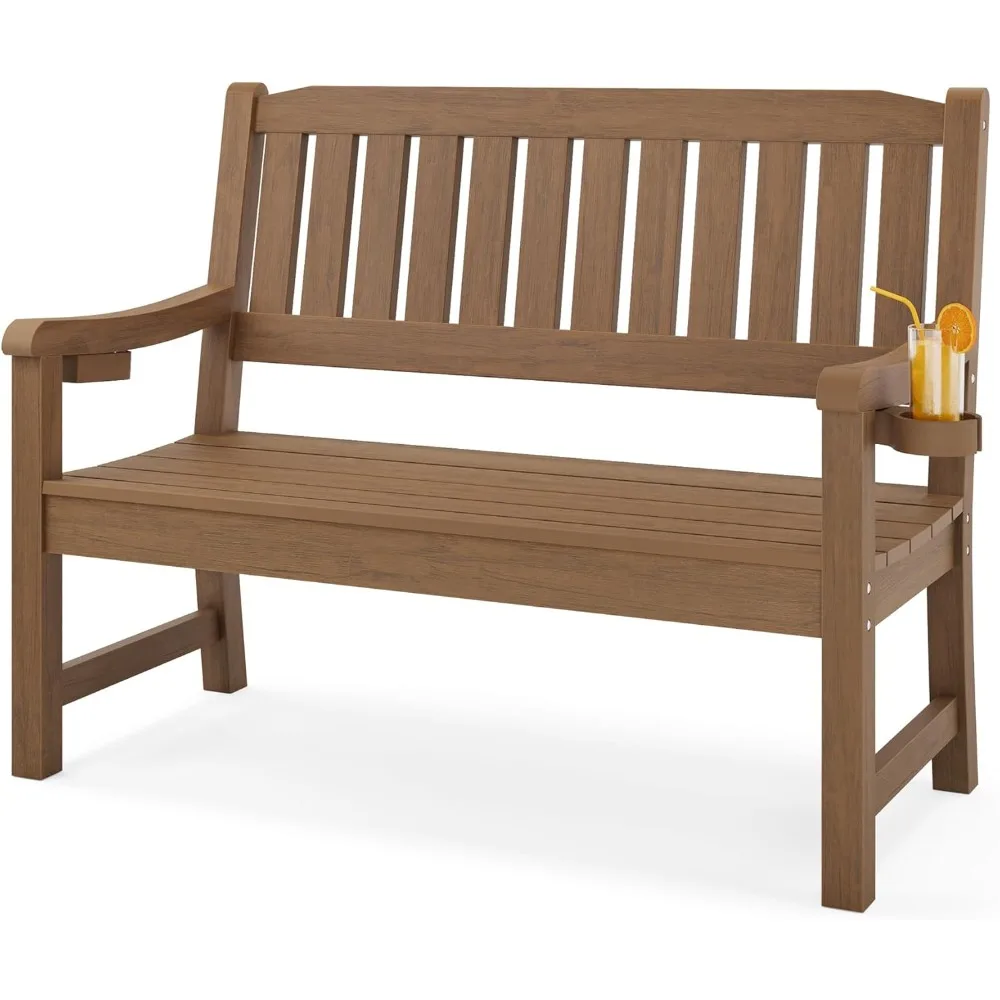 

Durable 2-Person Outdoor HDPS Garden Bench, Weatherproof and Fade/Rot Resistant Patio Furniture