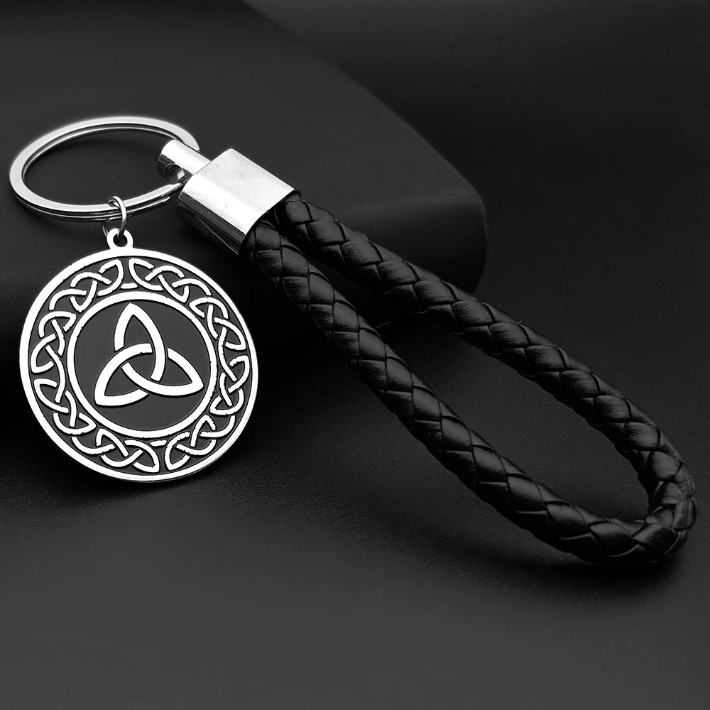 

Viking Celtic Irish Knot Keychains Women Men Stainless Steel Silver Color Trinity Symbol Amulet Keyring Jewelry Gifts