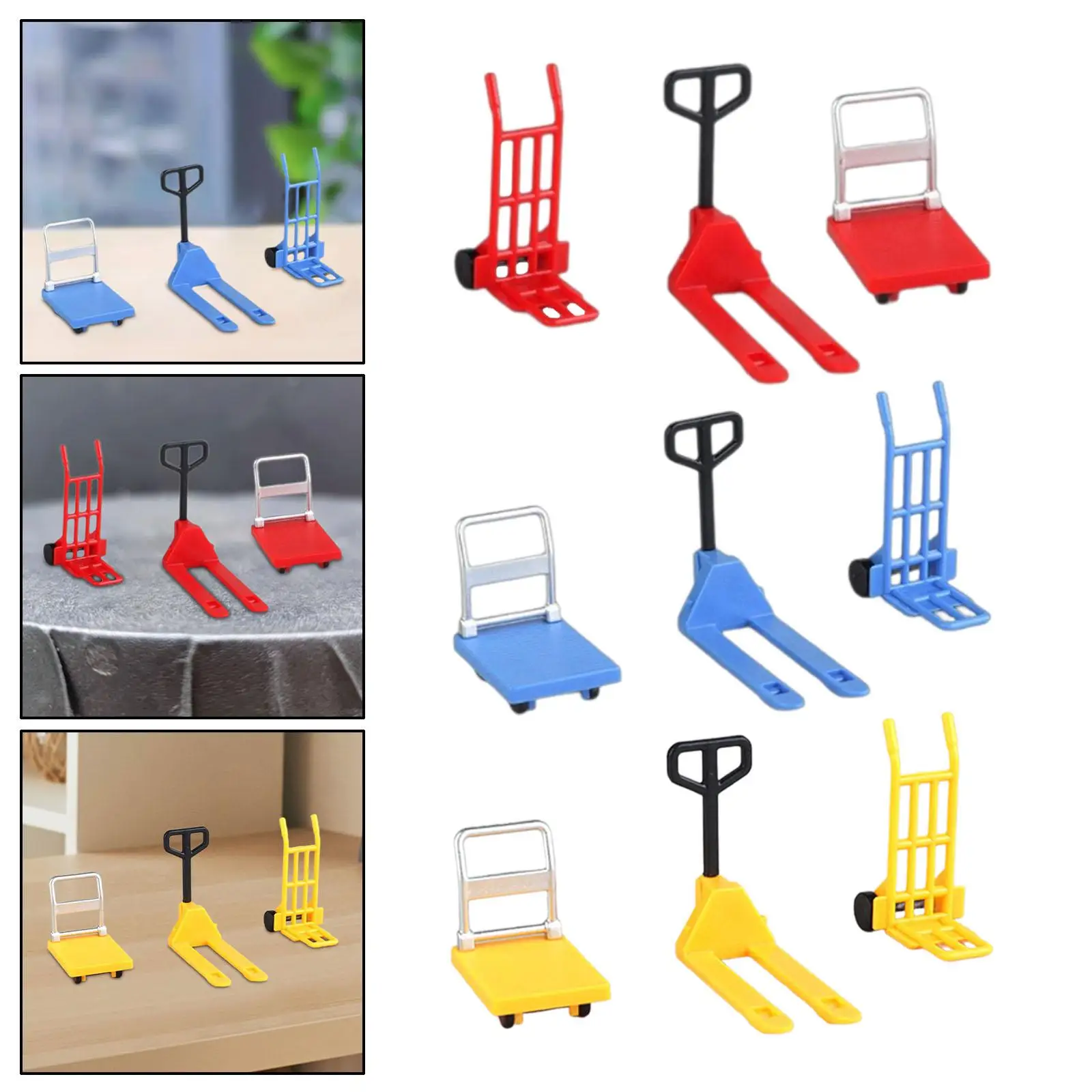 Dollhouse Miniature Models 1:12 Scale 1 Set Small Pushcart Moving Tools Miniature Traffic Toys for Sandtable Scene Decor Outdoor