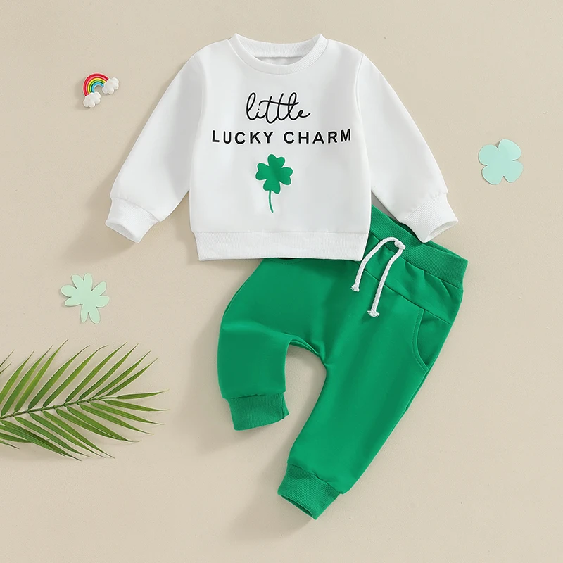

2023-11-13 Lioraitiin 3M-3Y Toddler Baby Boy St. Patrick's Day Clothes Long Sleeve Sweatshirt Pullover Tops Joggers Pants Outfit