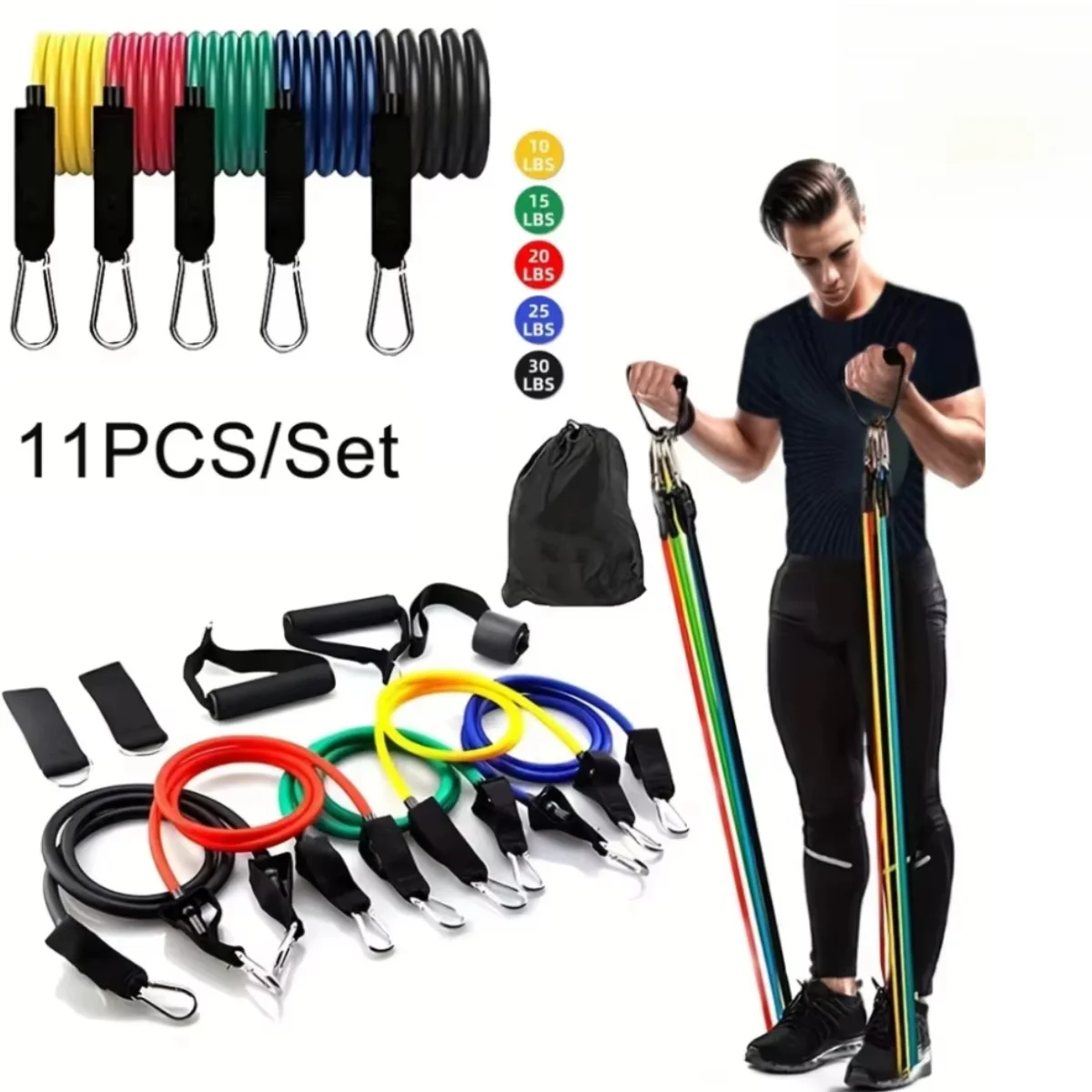 MIJIA 11 pièces/ensemble corde de traction, bandes de résistance, équipement de Fitness Portable, sangle de cheville, extenseur de poitrine, bande d'exercice élastique