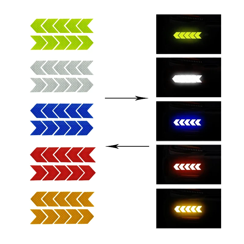 10Pcs  Arrow Reflective Sticker Car Motorcycle Bicycle Decal Safety Cycling Reflective Tape Bike Accessories