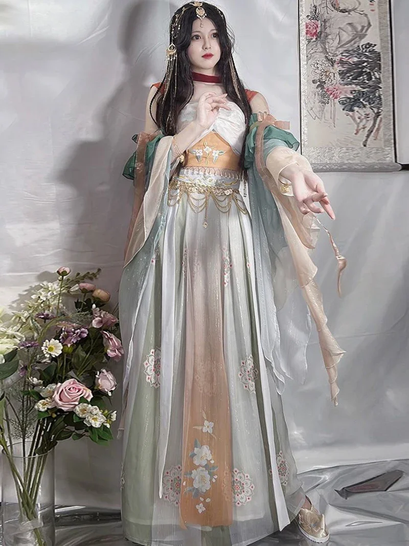 Ancient Chinese Hanfu Dress Women Halloween Princess Loulan Dunhuang Feitian Cosplay Costume Dance Dress Party Outfit Hanfu Sets