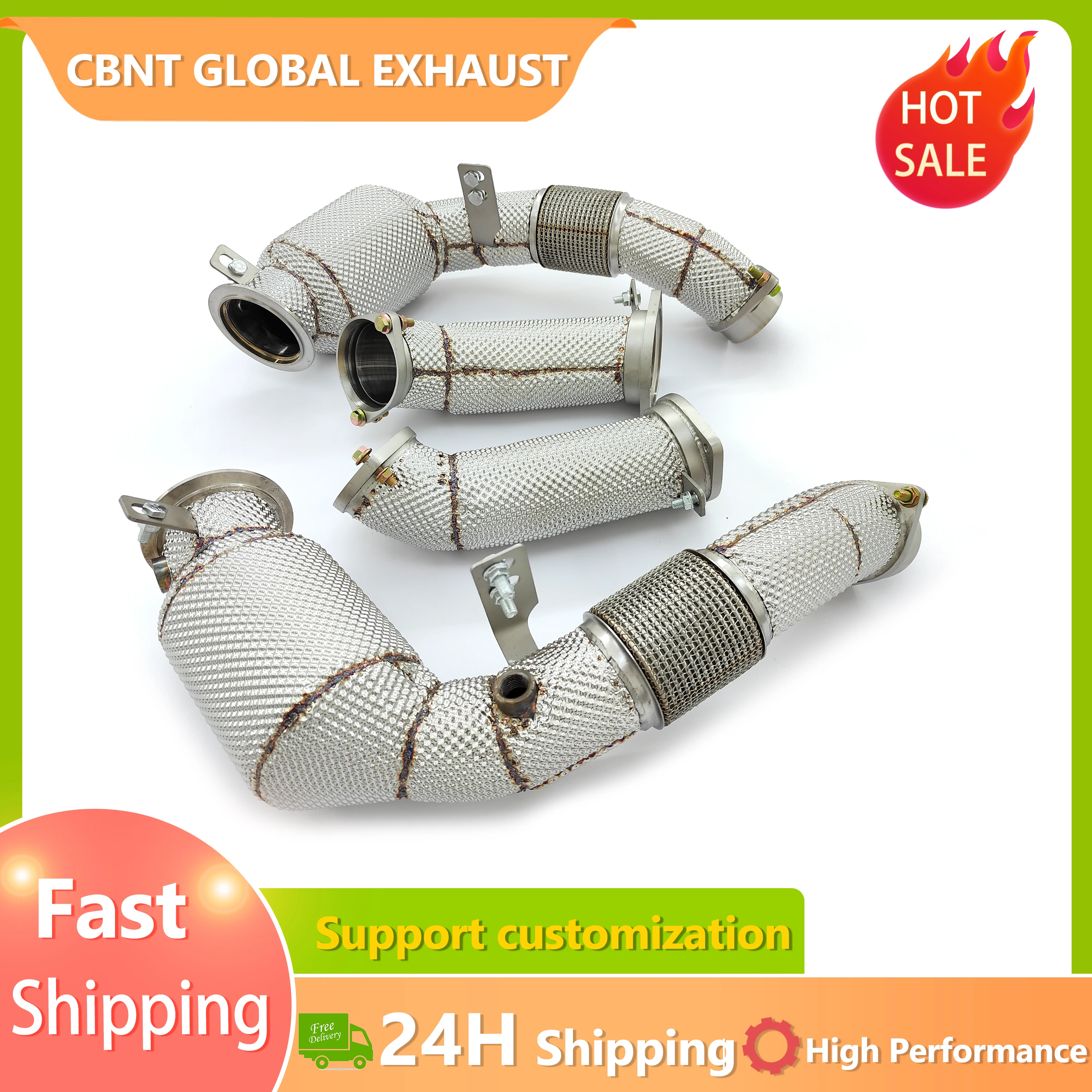 CBNTfor BMW M5 G90/G99 S68 4.4TT V8 2024- Fitment Downpipe Free Flow Stainless Steel three Ternary Catalytic Header Exhasut Pipe