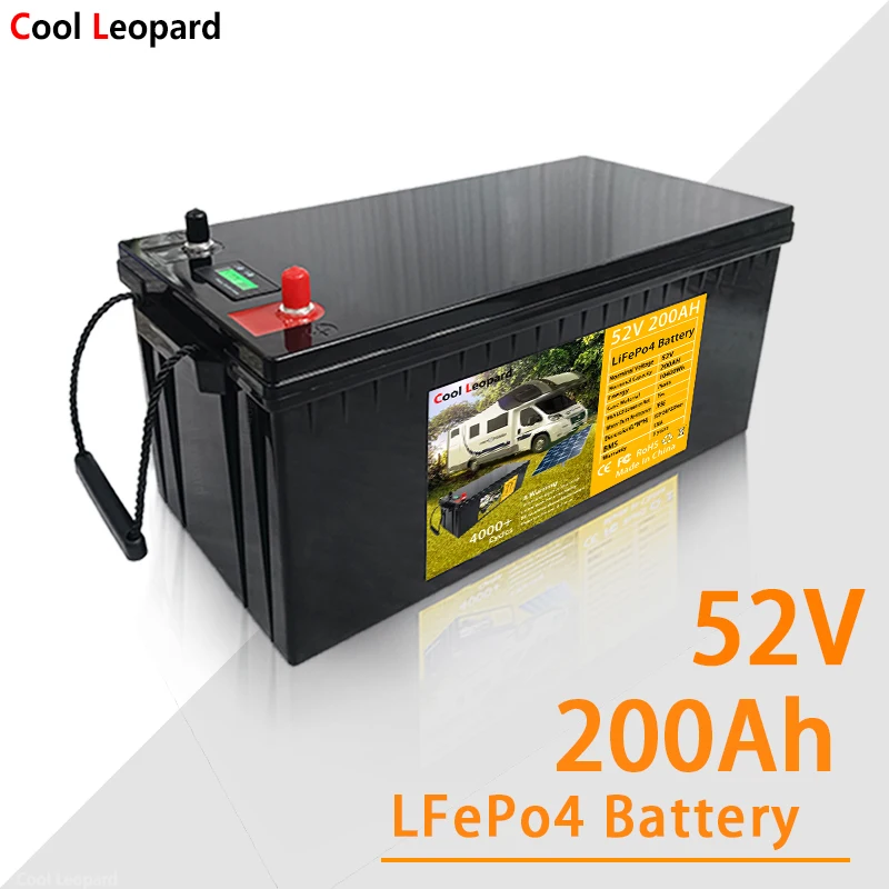 48V 52V 100AH 150Ah 180Ah 200Ah 300AH LiFePO4 Battery 12.8V Lithium Power Battery 6000 Cycles For RV Campers Cart Off-grid Solar