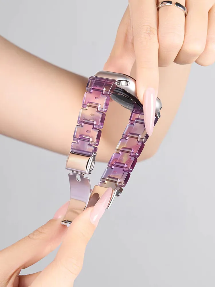 Gradient Transparent Resin Strap for Apple Watch Band 38/40/41 42/44/45/49Ultra Light Weight Bracelet for Iwatch S10-11 42/46mm