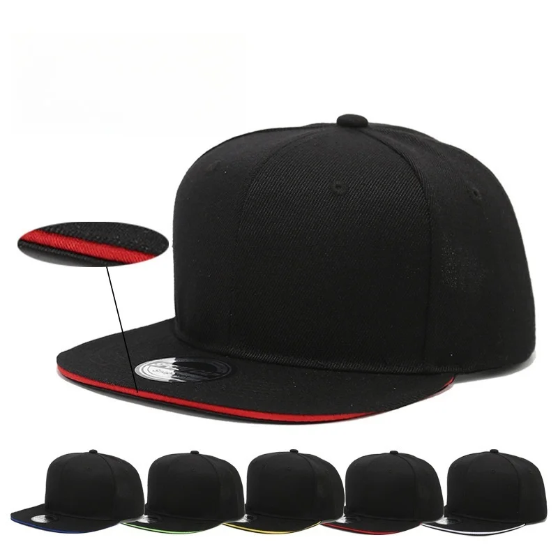 

New Flat-Brim Hip-Hop Hat Solid Black Sun Hat Men Women Street Flat Brim Baseball Cap